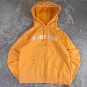 Y2K Trickle Creek Hoodie Mens XL Orange Embroidered Pullover Sweatshirt Canada